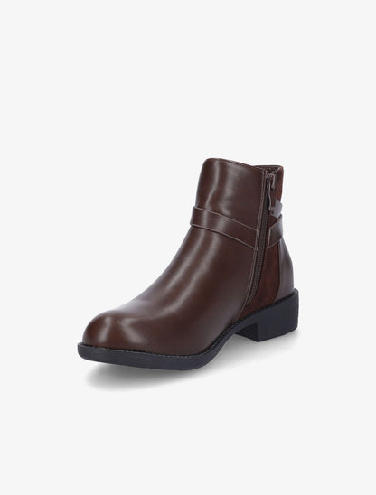 Bottines bimatière à boucle métallique - Marron - 3