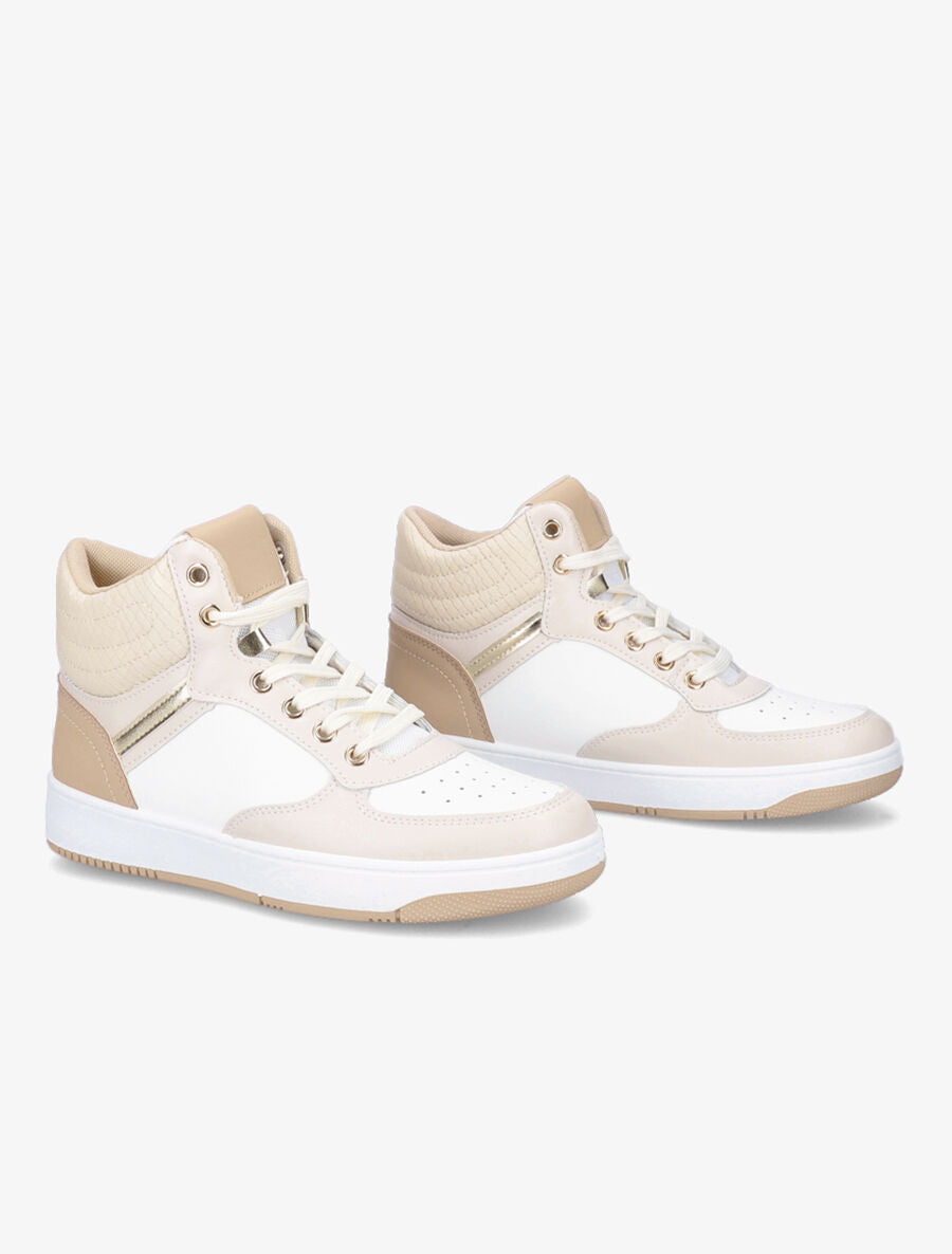 Baskets montantes détail python - Beige - 4