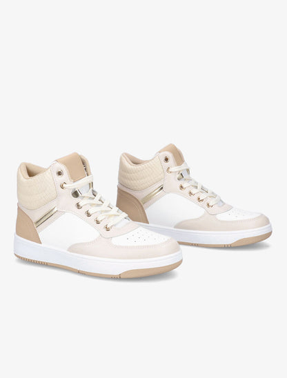Baskets montantes détail python - Beige - 4