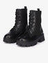 Bottines en simili et tissu stretch à semelles épaisses - Noir - 1