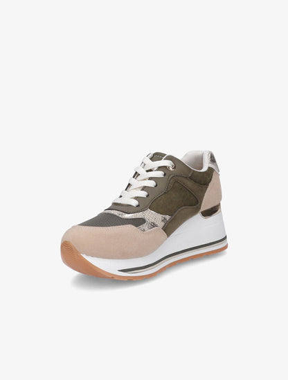 Baskets compensées en suédine - Kaki - 3