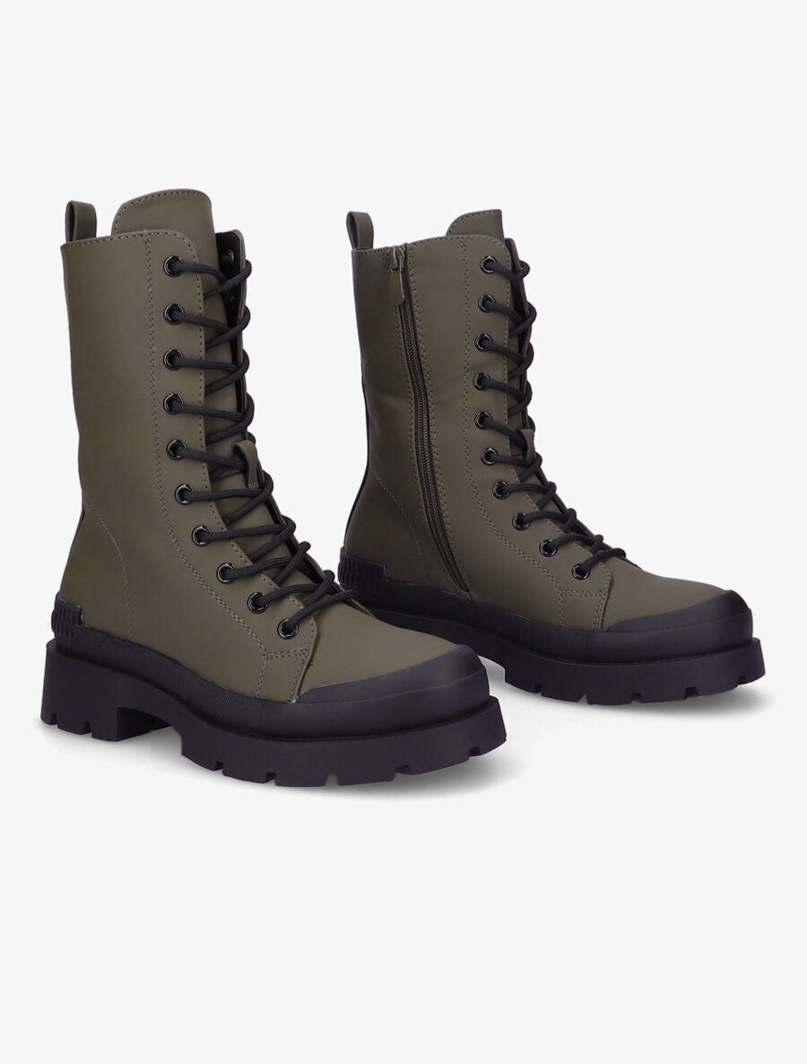 Boots montantes à lacets - Kaki - 4
