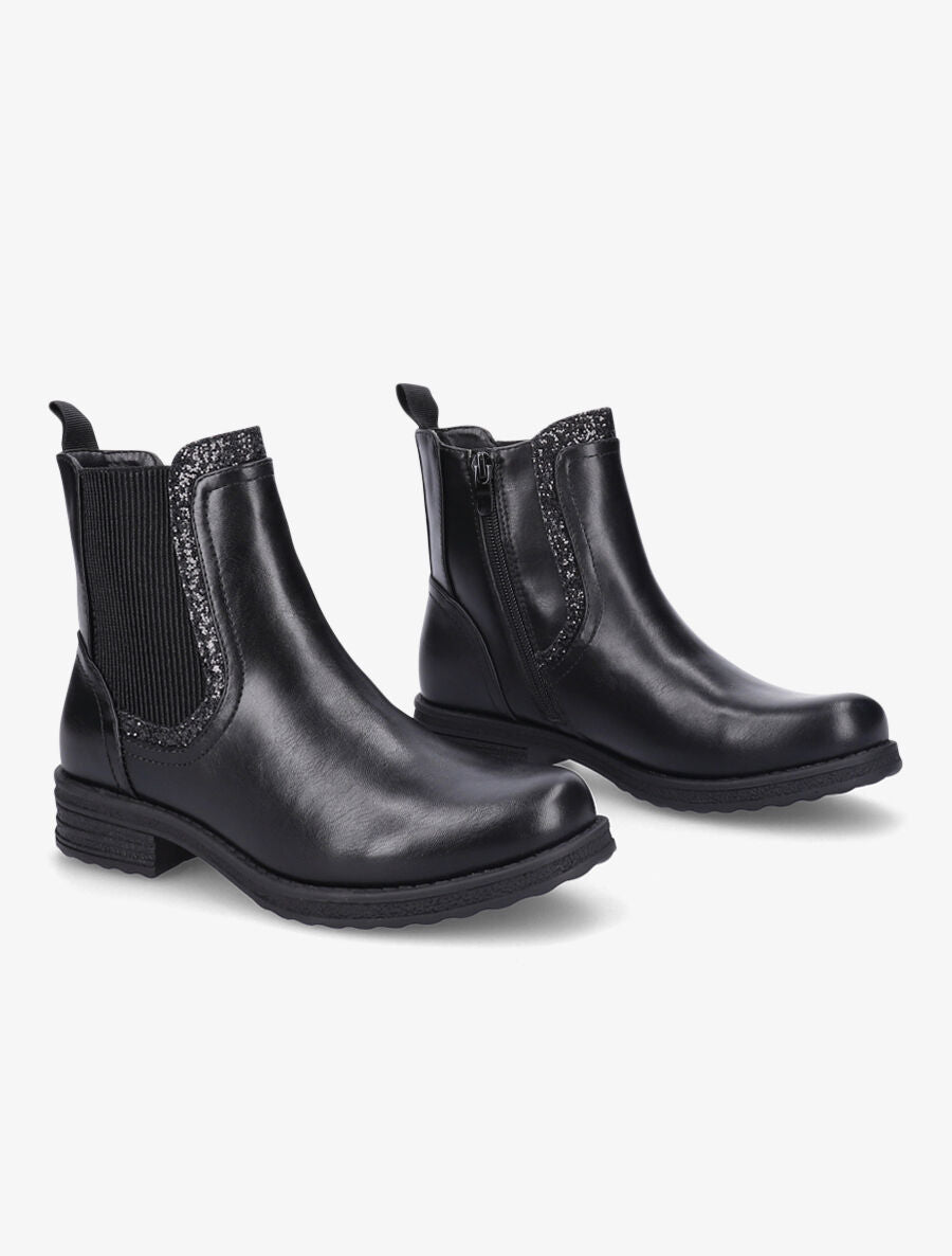 Bottines élastiquées à paillettes - Noir - 4