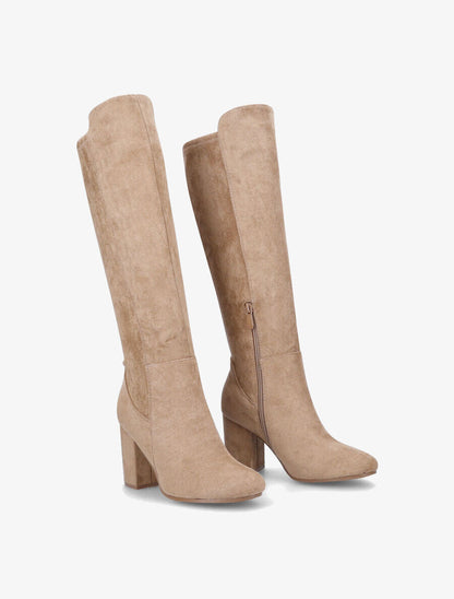 Bottes à talon en suédine - Taupe - 4