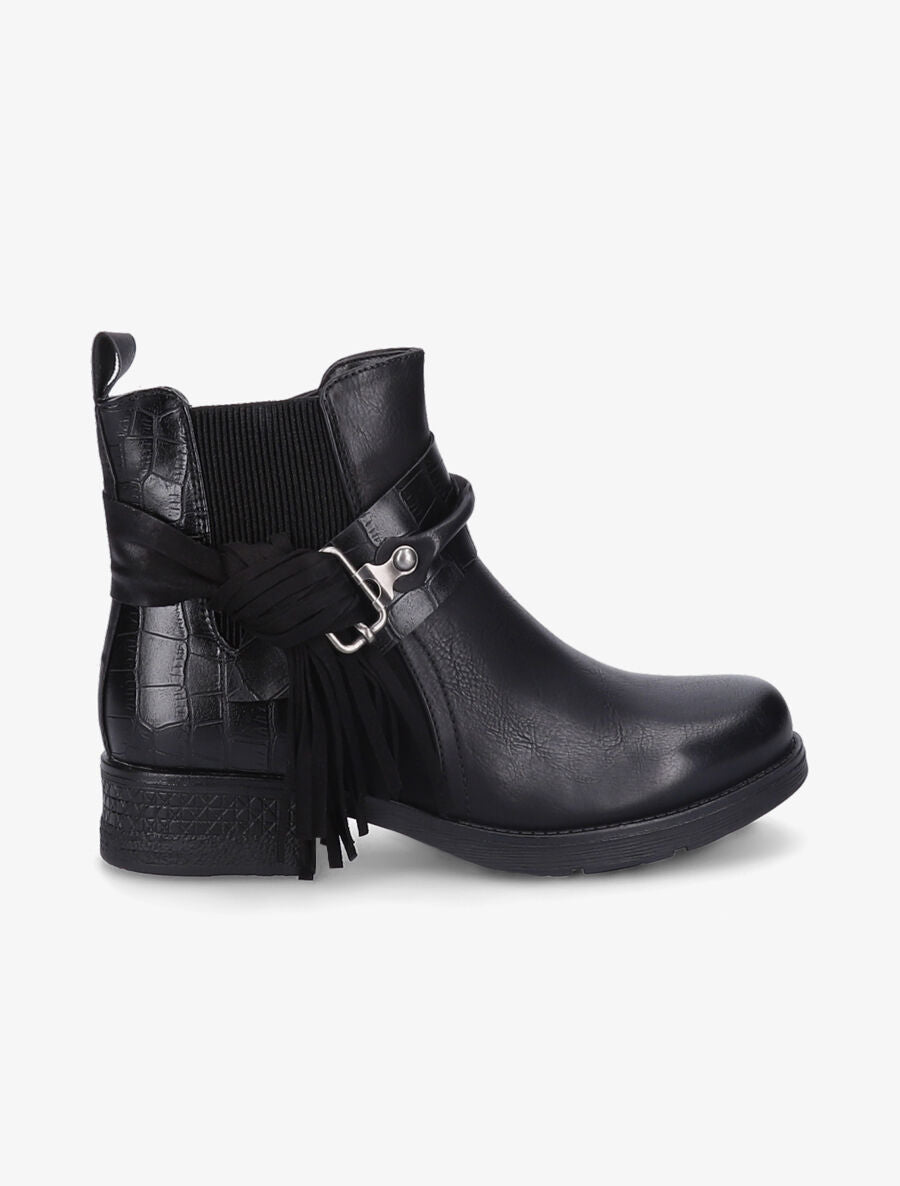 Bottines plates à pompon - Noir - 5