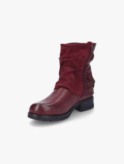 Bottines montantes plissées à pochette - Bordeaux - 3