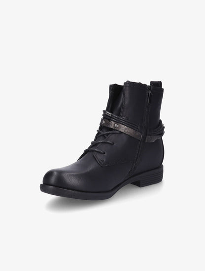 Bottines en simili à lacets stylisés - Noir - 3