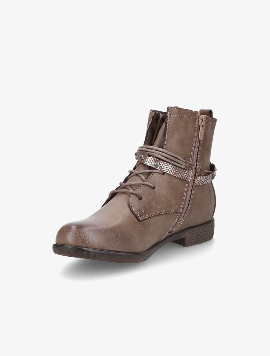 Bottines en simili à lacets stylisés - Taupe - 3
