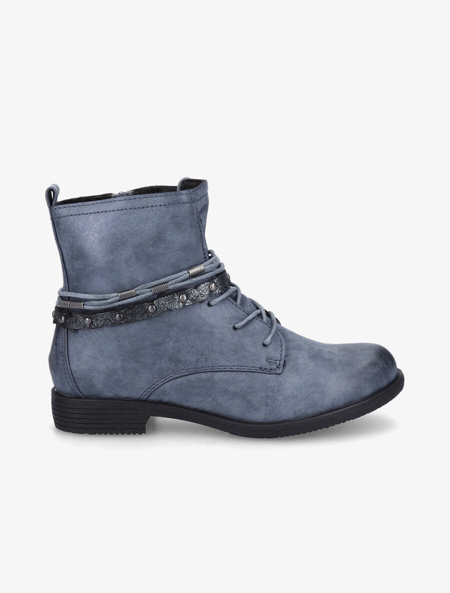 Bottines en simili à lacets stylisés - Bleu - 5