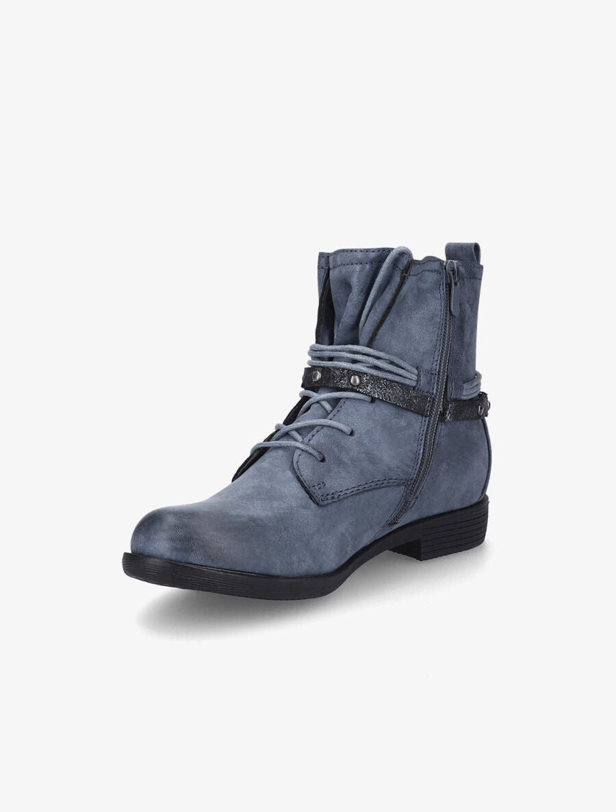 Bottines en simili à lacets stylisés - Bleu - 3