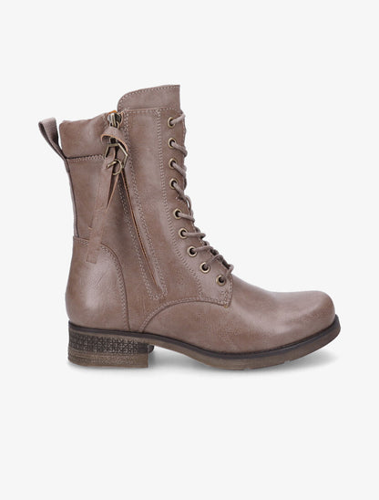 Boots montantes à lacets et zips - Taupe - 1