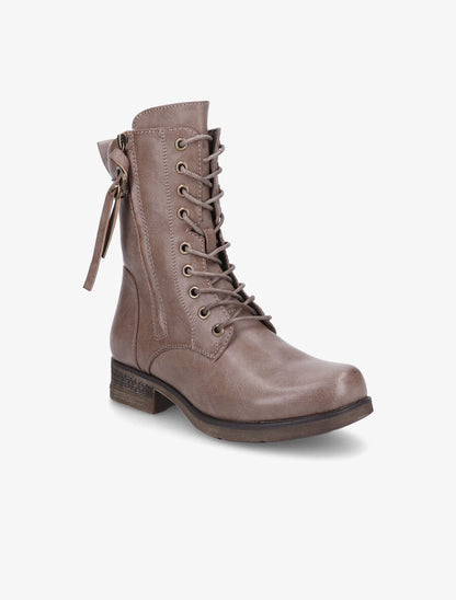 Boots montantes à lacets et zips - Taupe - 2