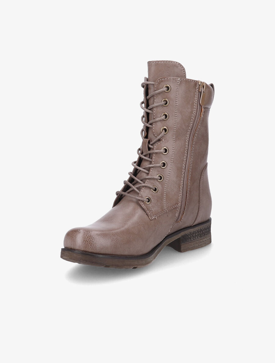 Boots montantes à lacets et zips - Taupe - 3
