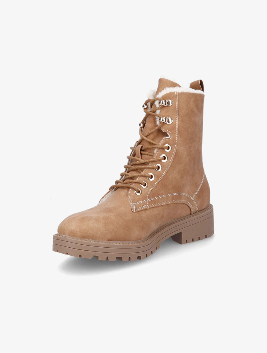 Boots fourrées à lacets - Camel - 3