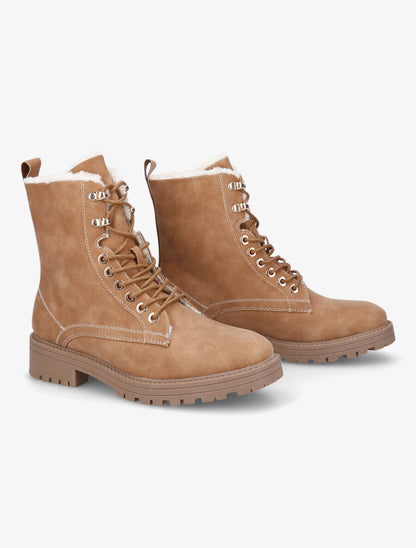 Boots fourrées à lacets - Camel - 4