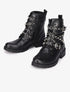 Bottines effet croco à sangles décoratives cloutées - Noir - 1