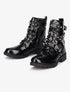 Bottines vernies à sangles décoratives cloutées - Noir - 1
