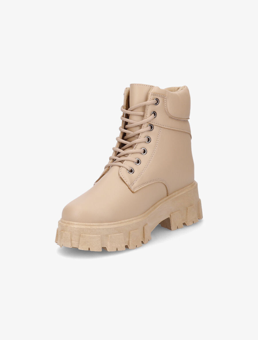 Boots à lacets et semelles crantées - Taupe - 3