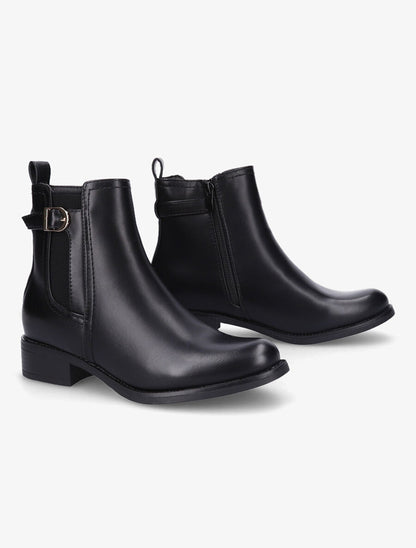 Bottines élastiquées à boucle métallique - Noir - 4