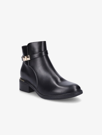 Bottines en simili à boucle métallique - Noir - 2