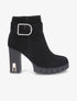 Bottines à talon et boucle à strass - Noir - 1