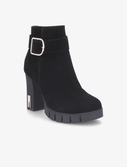 Bottines à talon et boucle à strass - Noir - 2