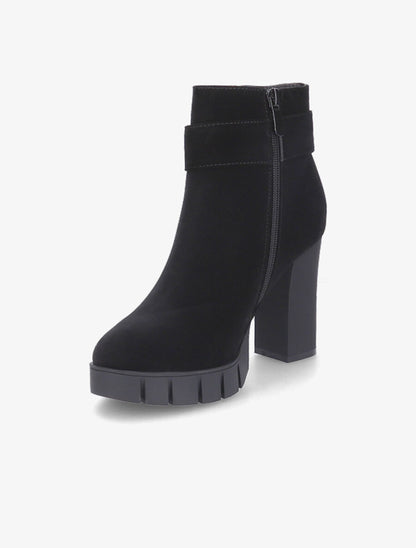 Bottines à talon et boucle à strass - Noir - 3