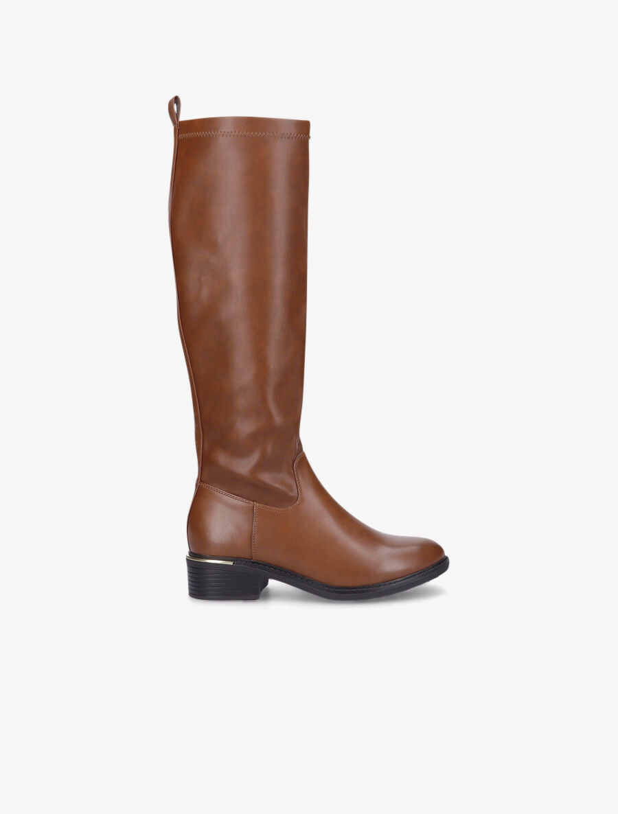 Bottes cavalières en simili - Camel - 5
