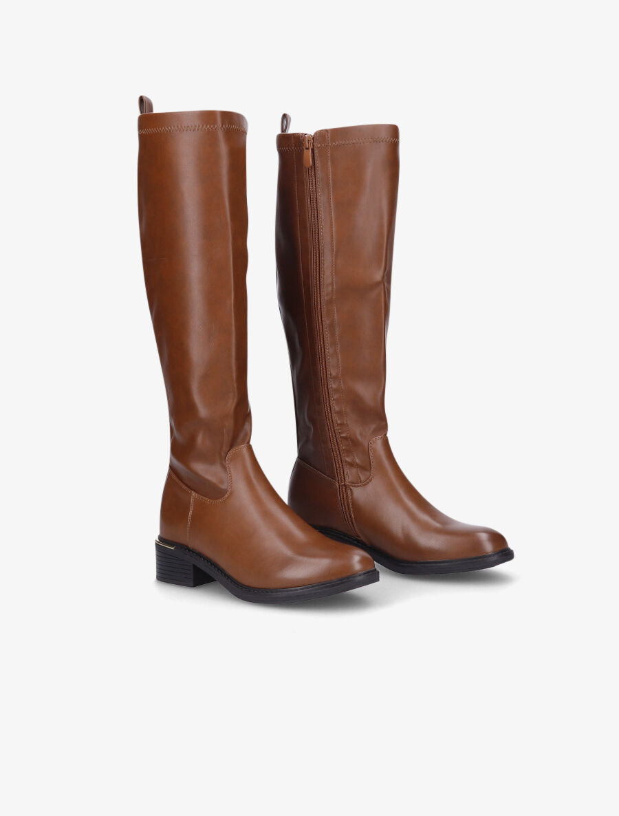 Bottes cavalières en simili - Camel - 4