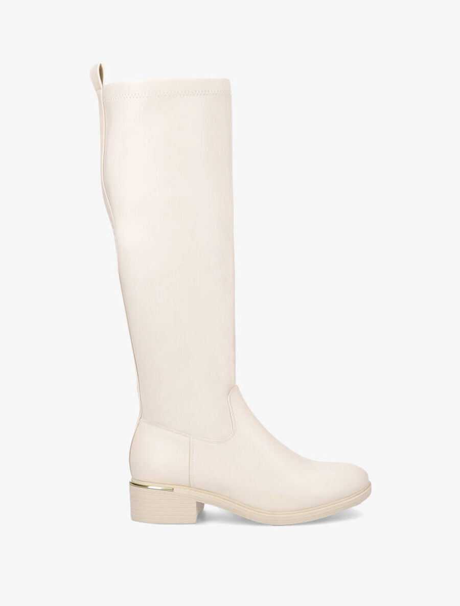 Bottes cavalières en simili - Beige - 1