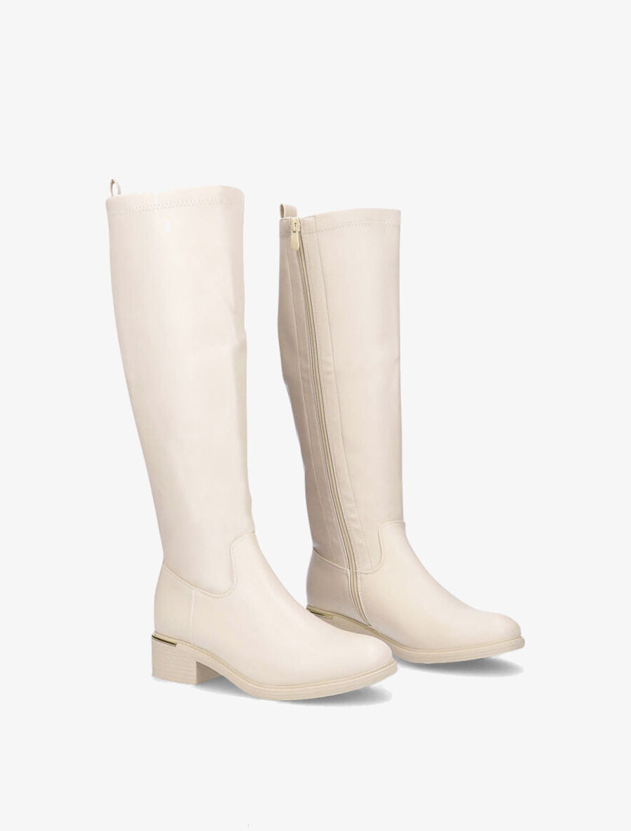 Bottes cavalières en simili - Beige - 4