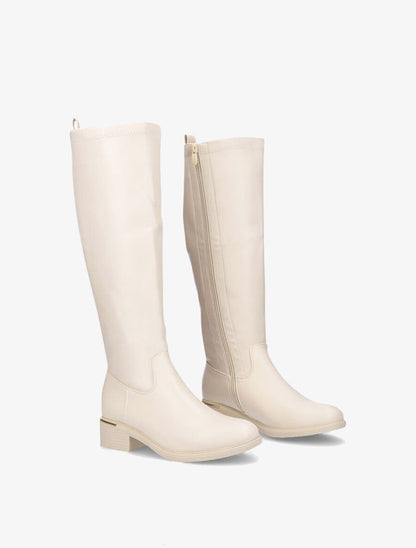 Bottes cavalières en simili - Beige - 4