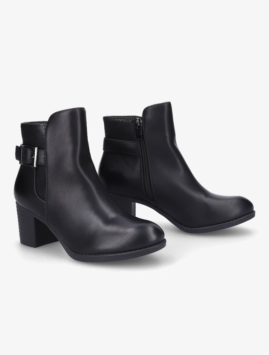 Bottines à empiècement python - Noir - 4