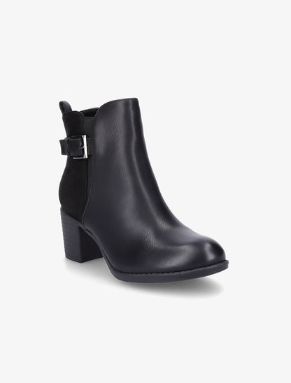 Bottines bi-matière unies - Noir - 2