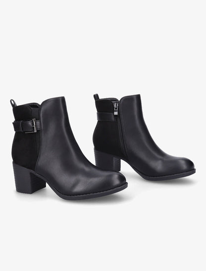 Bottines bi-matière unies - Noir - 4