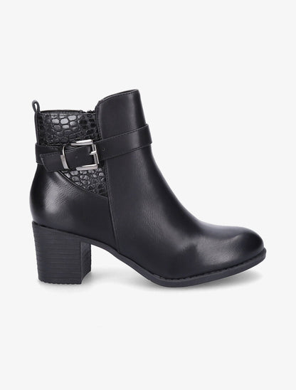 Bottines à empiècement croco - Noir - 5