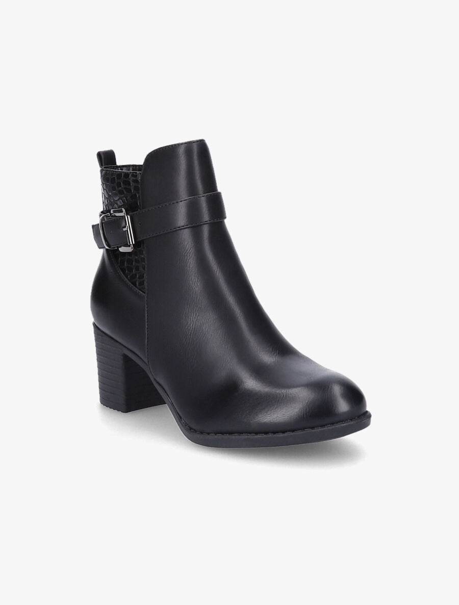 Bottines à empiècement croco - Noir - 2