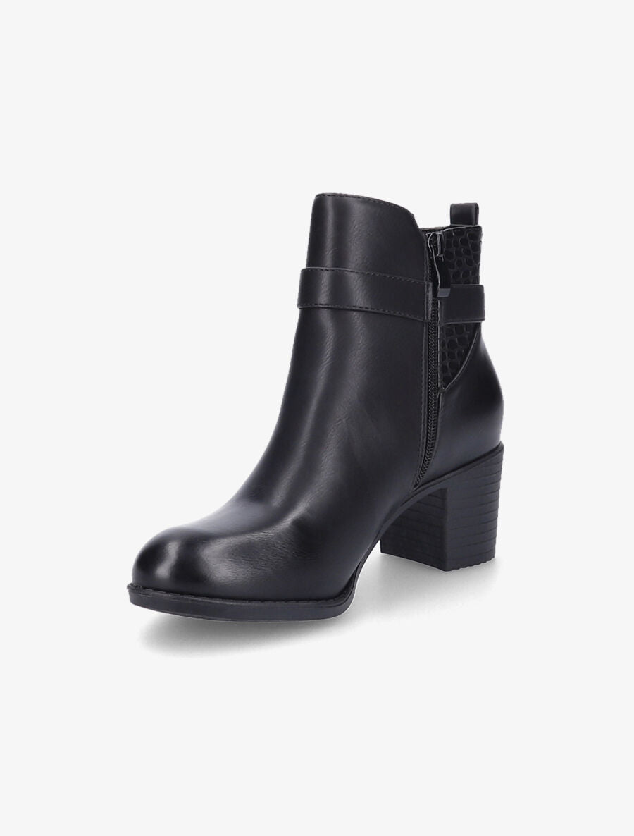 Bottines à empiècement croco - Noir - 3
