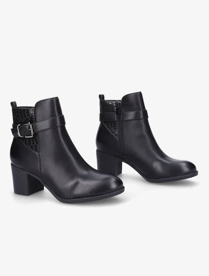 Bottines à empiècement croco - Noir - 4