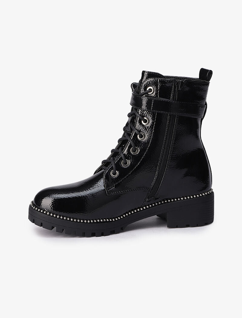 Bottines vernies à bride et sacoche amovible - Noir - 4