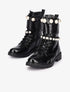 Bottines vernies imprimé croco à brides perlées - Noir - 1