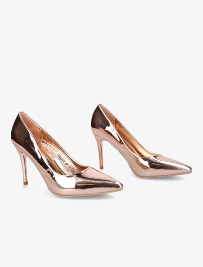Escarpins pointus métallisés - Rose gold - 4
