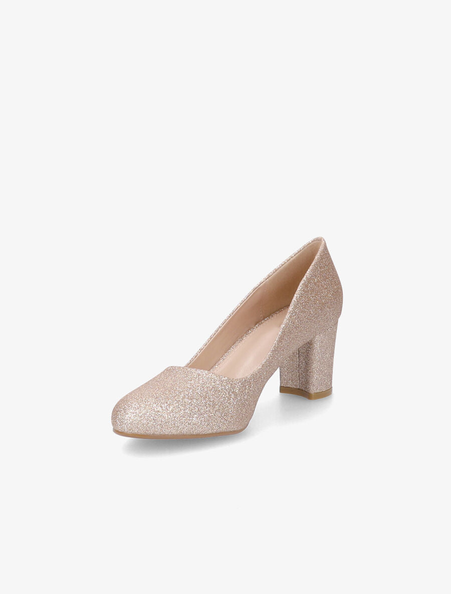 Escarpins pailletés à talon carré - Rose gold - 3