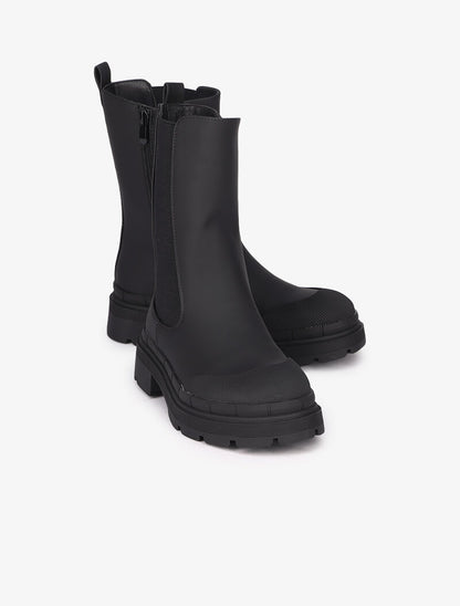 Bottes montantes mat à ganse élastiquée - Noir - 5