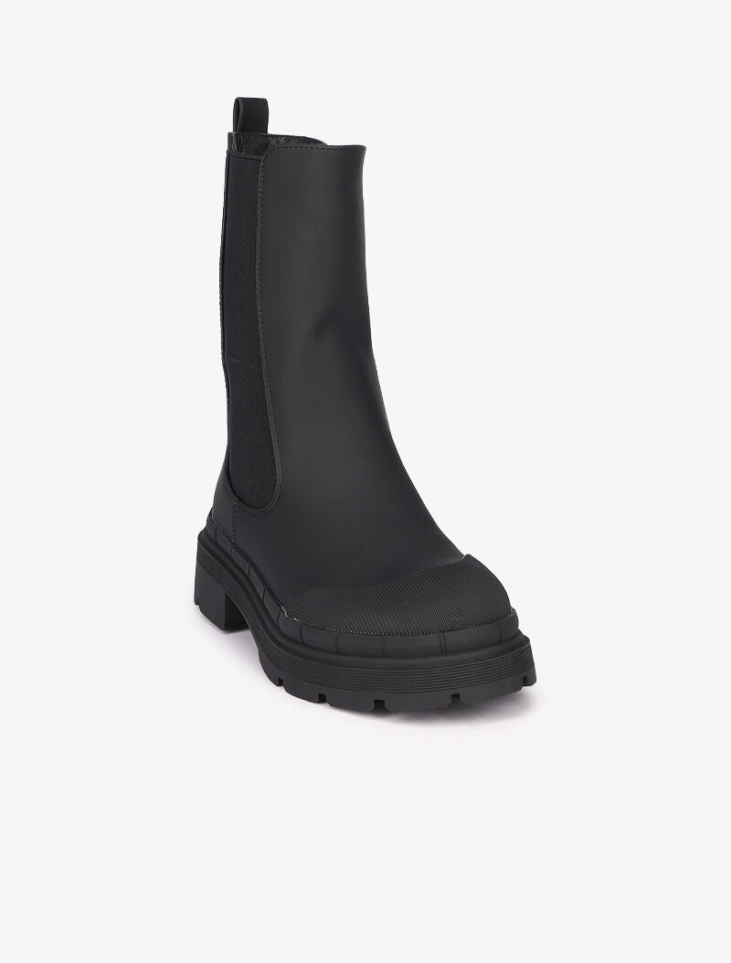 Bottes montantes mat à ganse élastiquée - Noir - 3