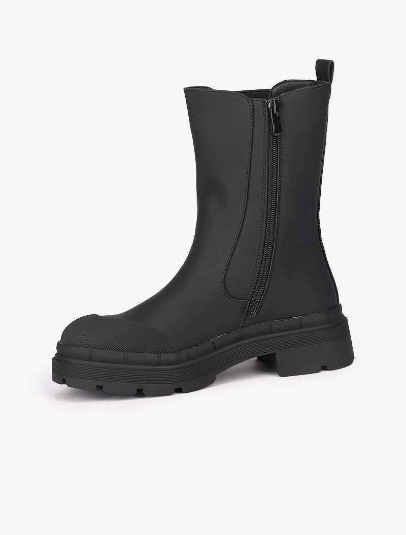 Bottes montantes mat à ganse élastiquée - Noir - 4