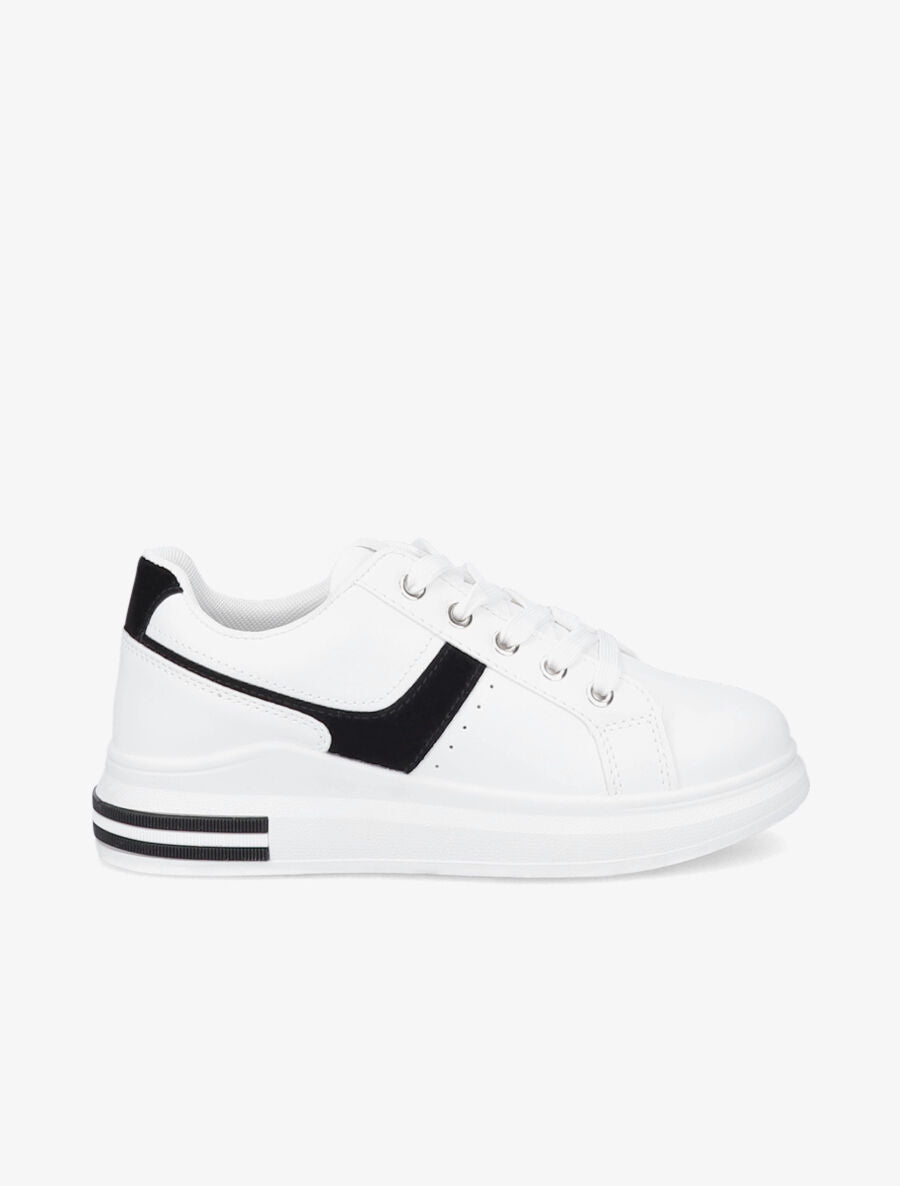 Tennis à empiècement python - Noir/blanc - 1