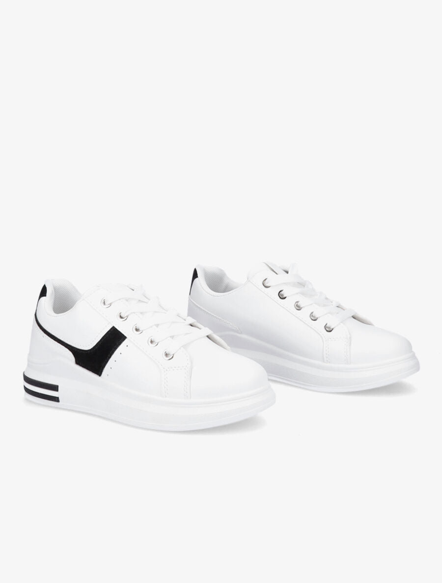 Tennis à empiècement python - Noir/blanc - 4