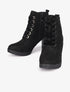 Bottines en suédine à talon - Noir - 5