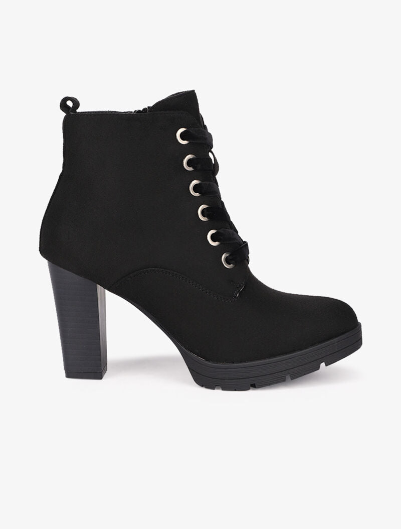 Bottines en suédine à talon - Noir - 2
